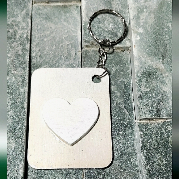 NEW Handmade Keychain Bag Tag! Italian Wood ArtDeco6. "I LOVE My Bag" Wood Heart - Picture 3 of 6